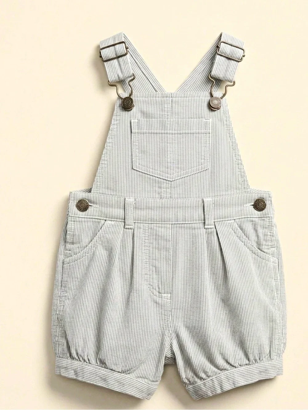 Carter's Light Gray Pinstripe Short Overalls
